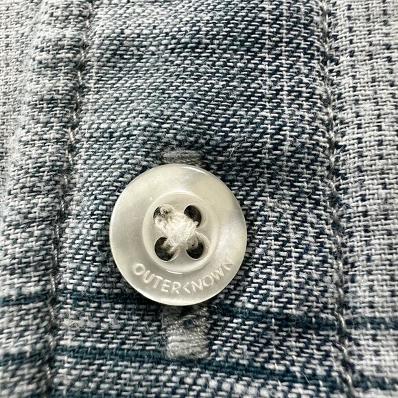 Outerknown Highline Shirt Cotton & Linen Blend Blue Plaid Size Large - Picture 7 of 10